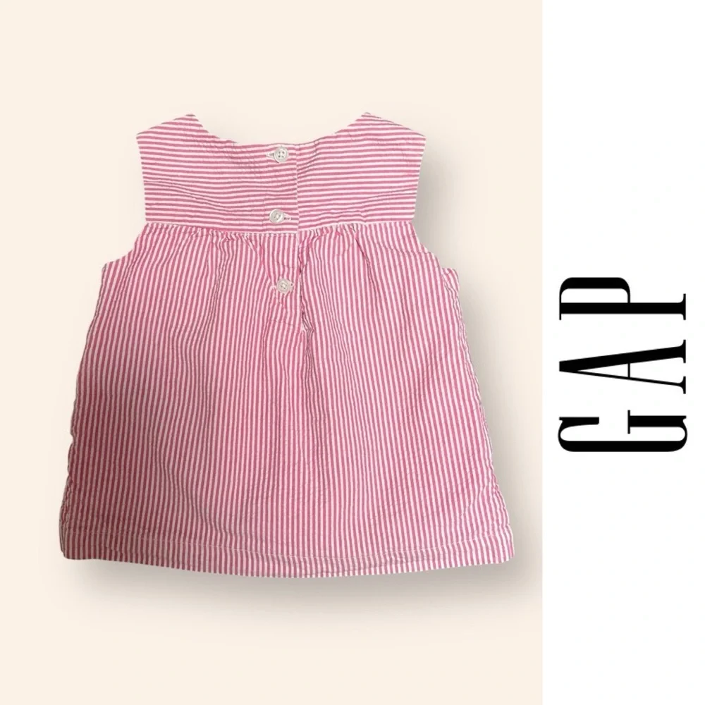 GAP Toddler Pink and White Seersucker Striped Dress, Size 12-18 M,‎ MSRP $36